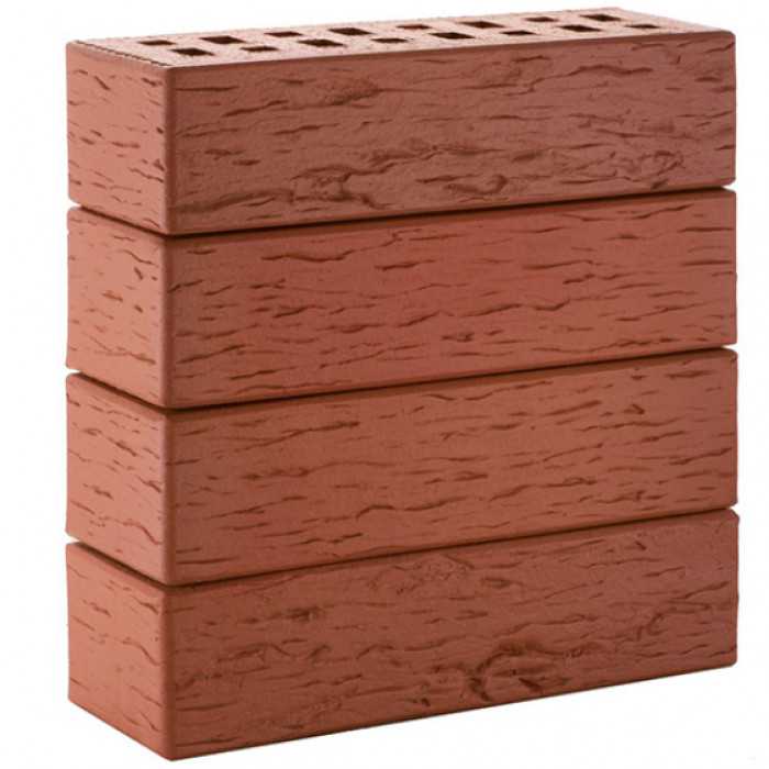 Кирпич клинкерный ЛСР красный легкий флэшинг, береста, 250х85х65 мм