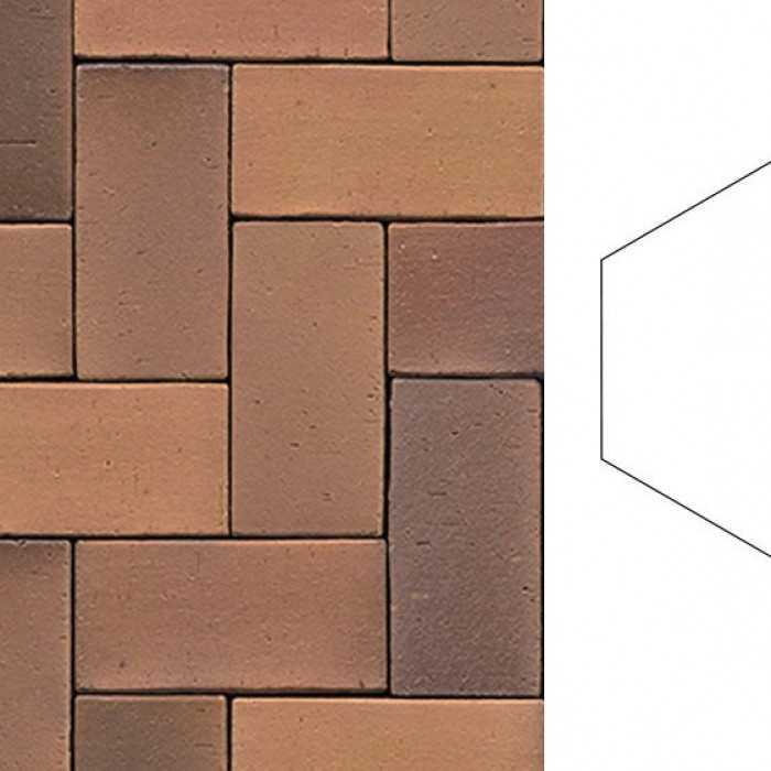 Клинкерная брусчатка Muhr №08S Lachsrot spezial, гексагон 200х20 мм